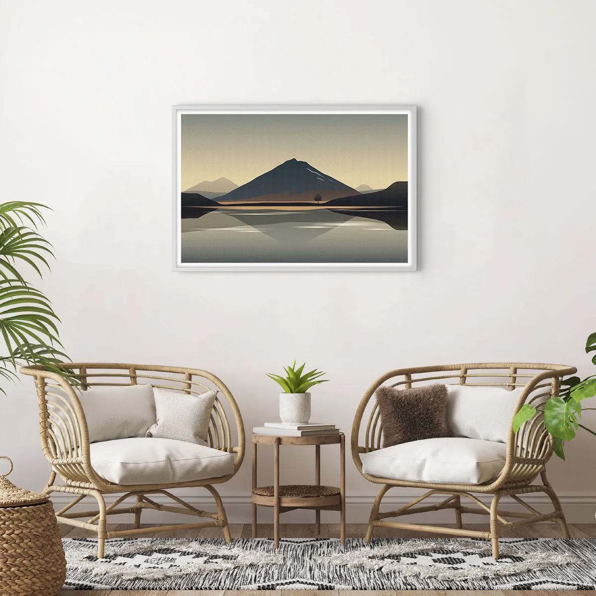 Póster en marco blanco - Reflejo de espejo - 91x61 cm