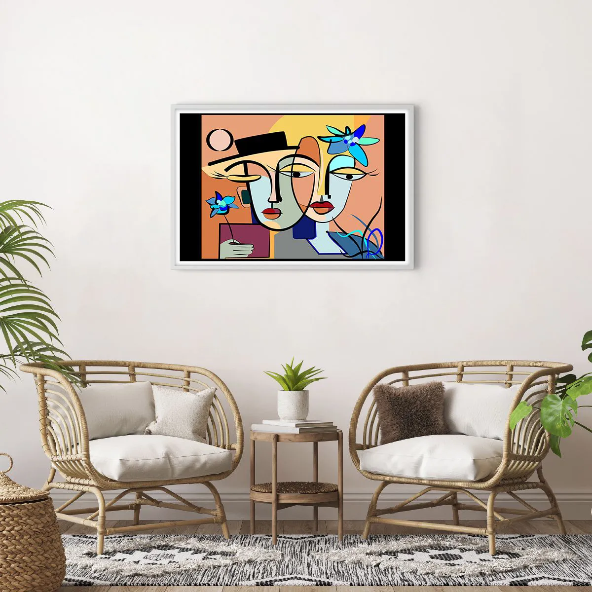 Poster in einem weißen Rahmen - Picassos randez vous - 91x61 cm