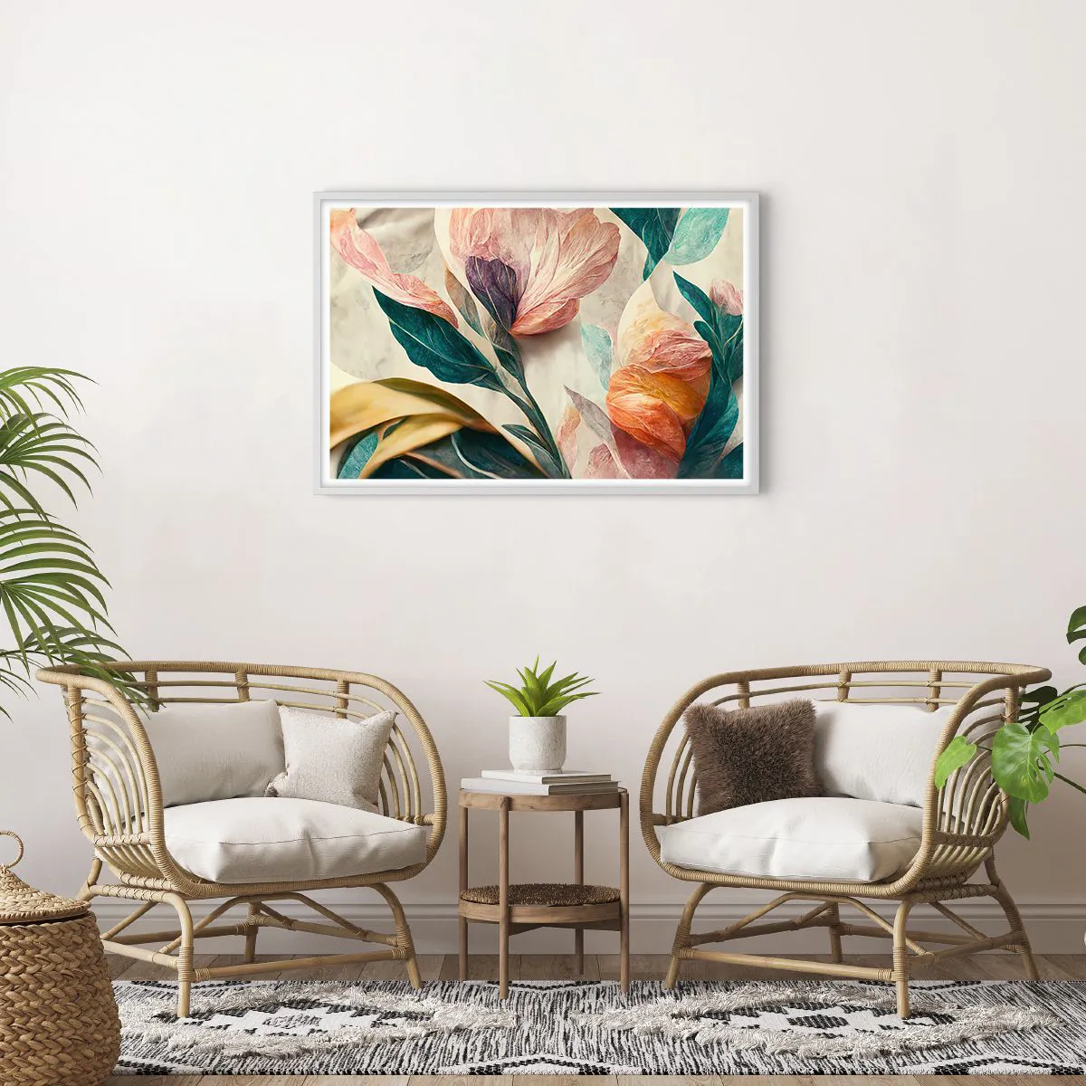 Poster în ramă albă - Flori din insulele sudice - 91x61 cm