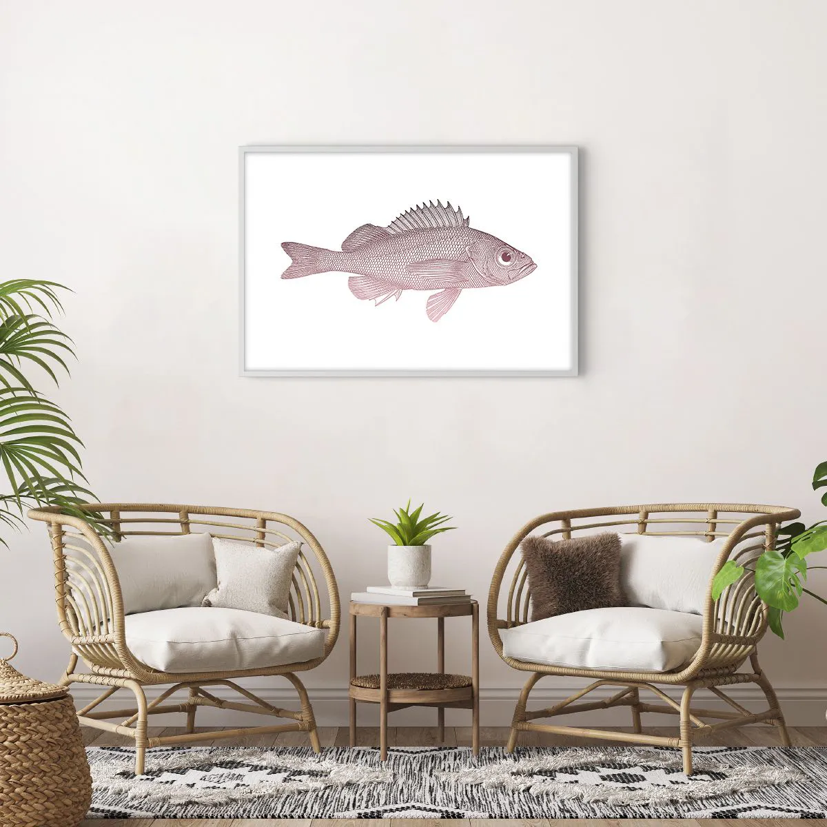 Plakat w białej ramie - Ryba wielkooka - 91x61 cm