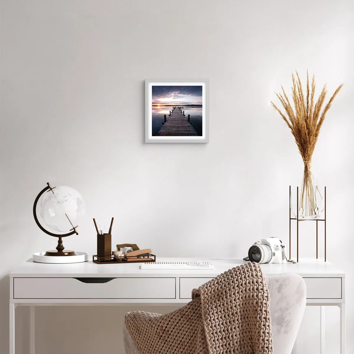 Poster in white frmae - Quiet Border of Night and Day - 30x30 cm