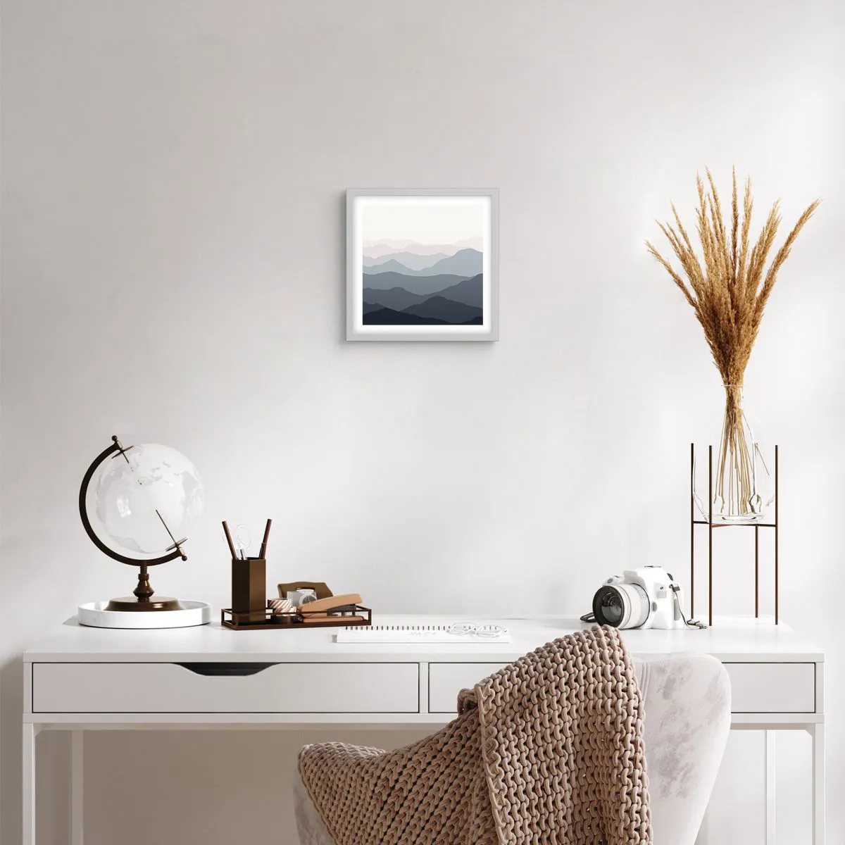 Plagát v bielom ráme - Vlny hôr - 30x30 cm