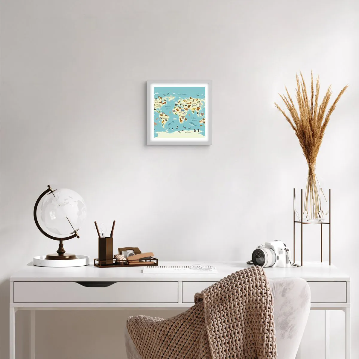 Poster în ramă albă - Vecini buni - 30x30 cm