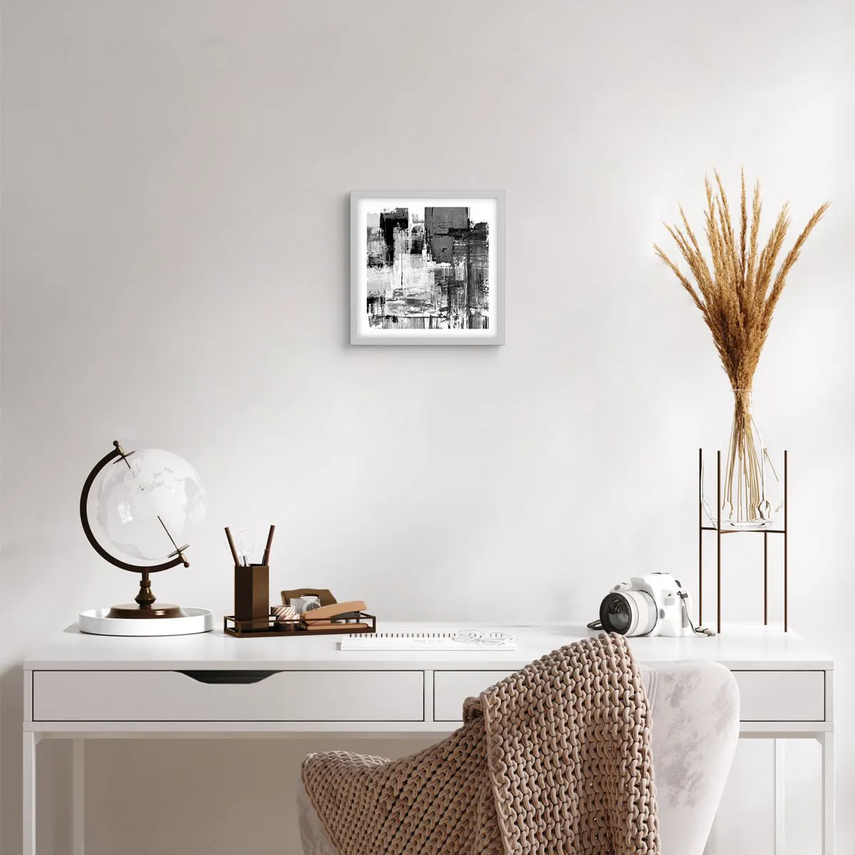 Poster in einem weißen Rahmen - Wunderschönes Grau - 30x30 cm