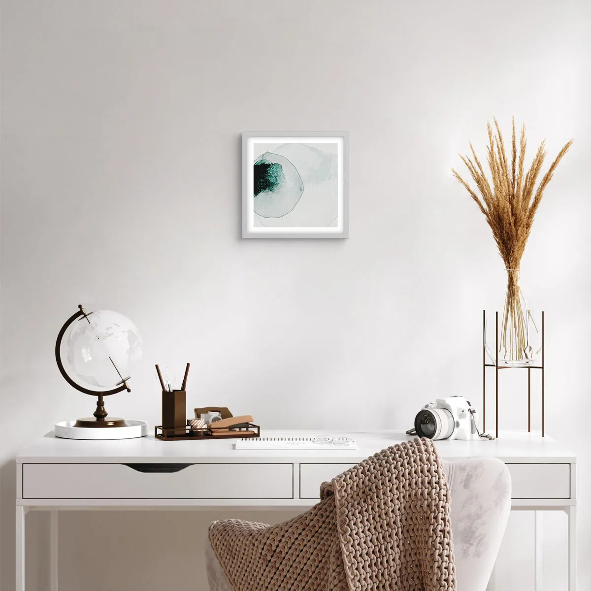 Affiche dans un cadre blanc - Poster - Dans une goutte d'eau - 30x30 cm