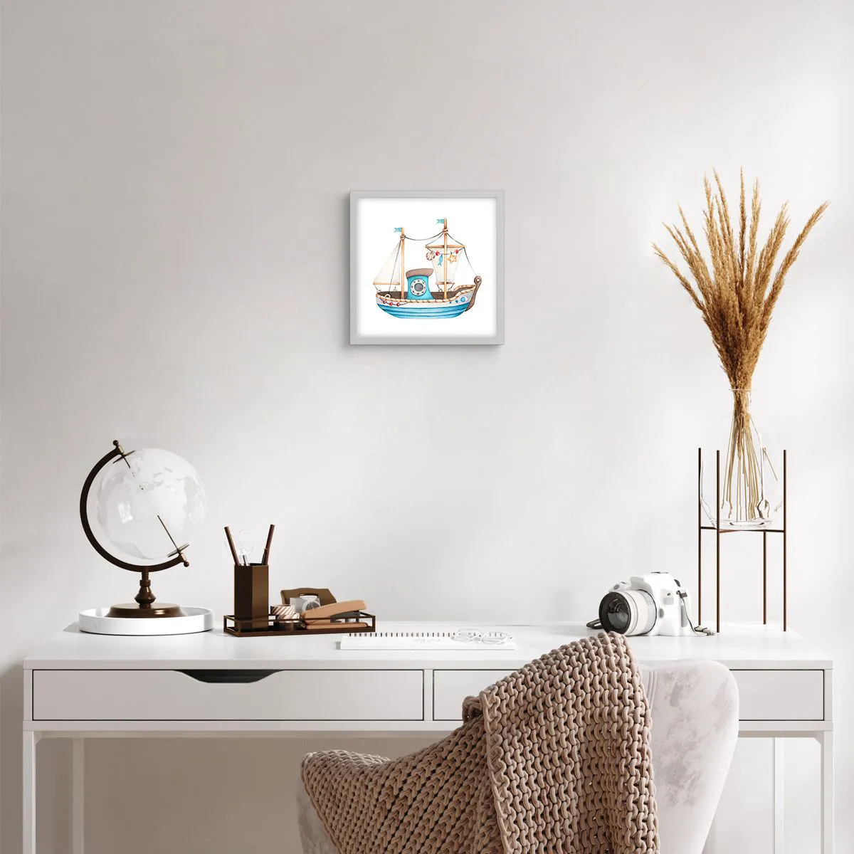 Poszter fekete keretben - Ahoj, kaland! - 30x30 cm