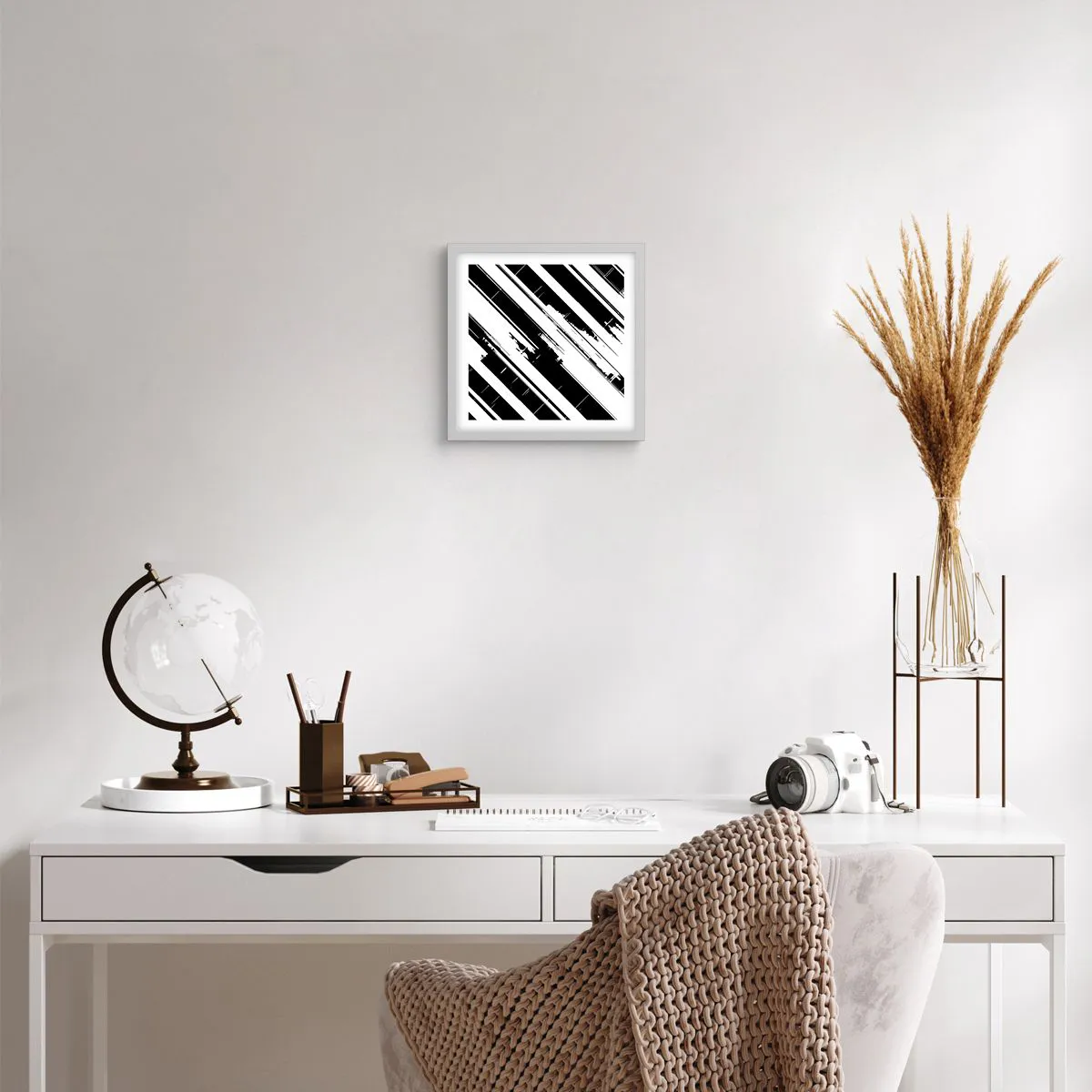 Plakat i hvid ramme - Intens og dynamisk komposition - 30x30 cm