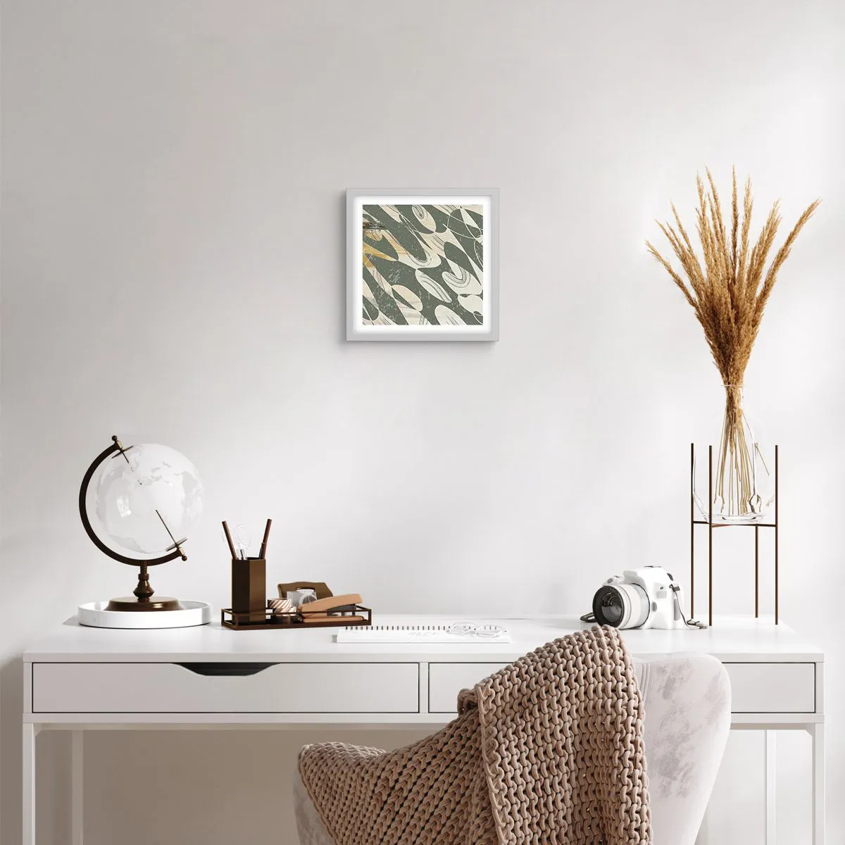 Poster in een witte lijst - Ritmische abstractie - 30x30 cm