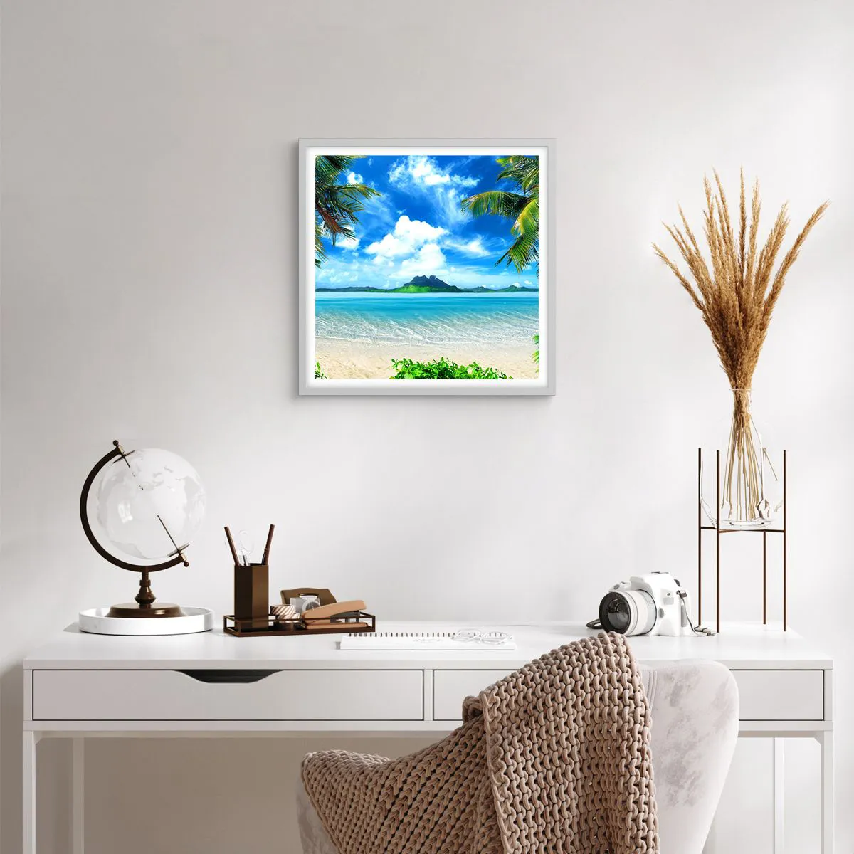 Plakat w białej ramie - Lazur tropików - 40x40 cm