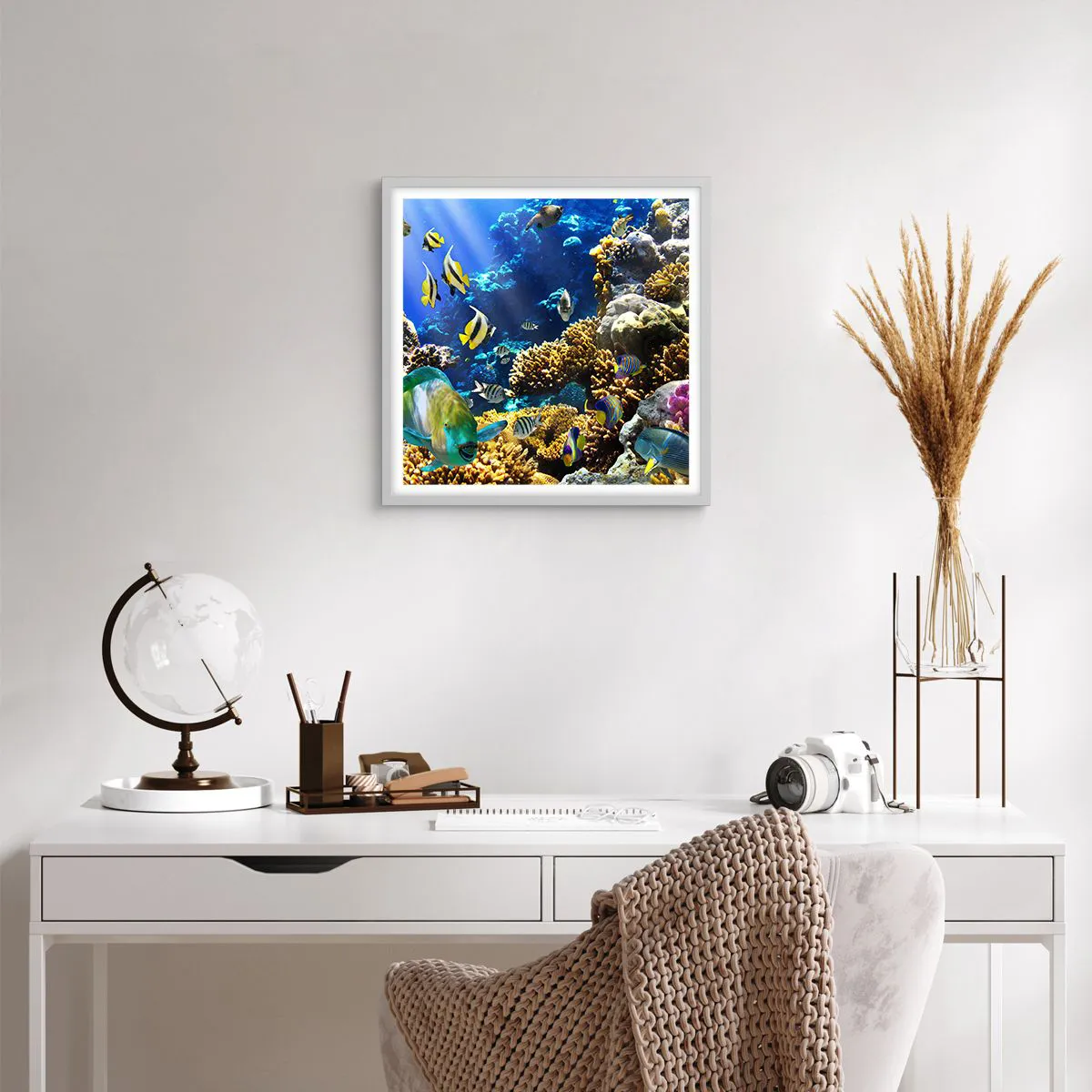 Poster in white frmae - Big Traffic to Holiday Destination - 40x40 cm