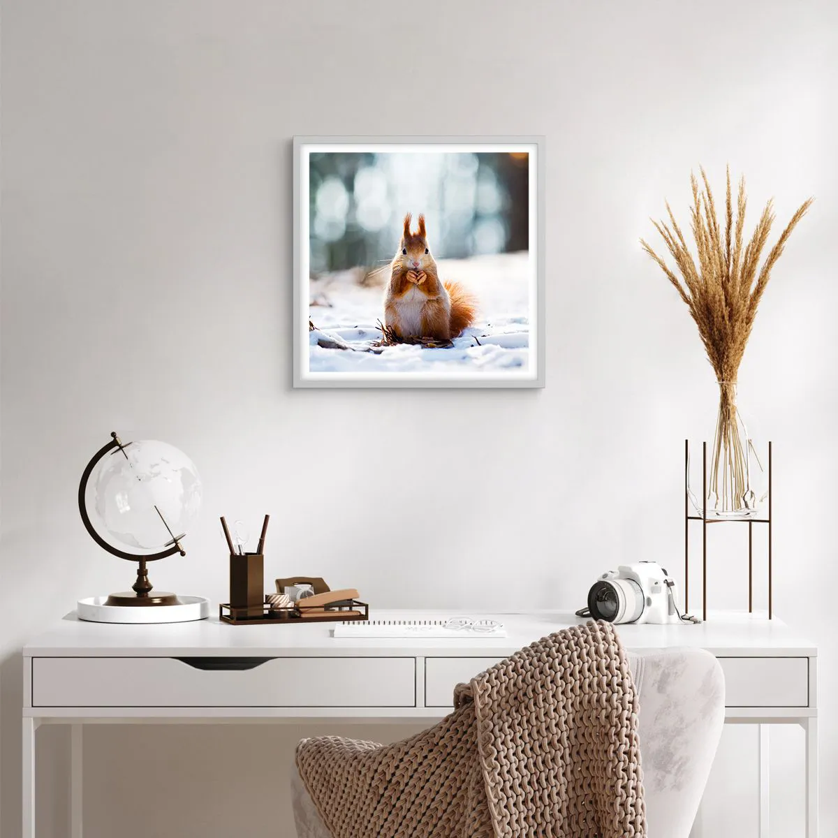 Poster in einem weißen Rahmen - Wo schaust du hin? - 40x40 cm