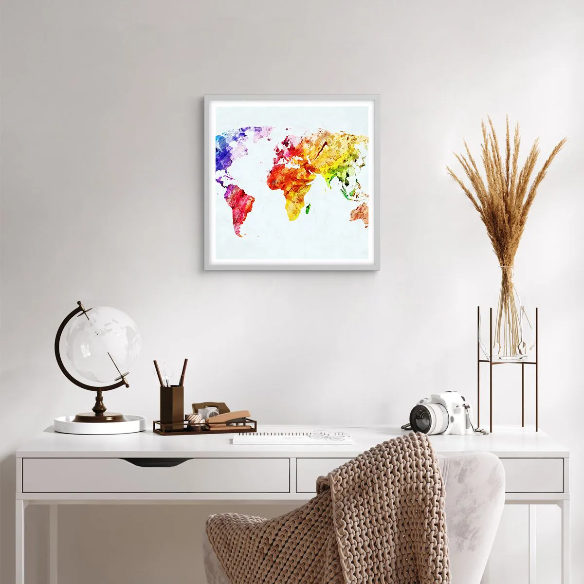 Poster în ramă albă - Toate culorile lumii - 40x40 cm