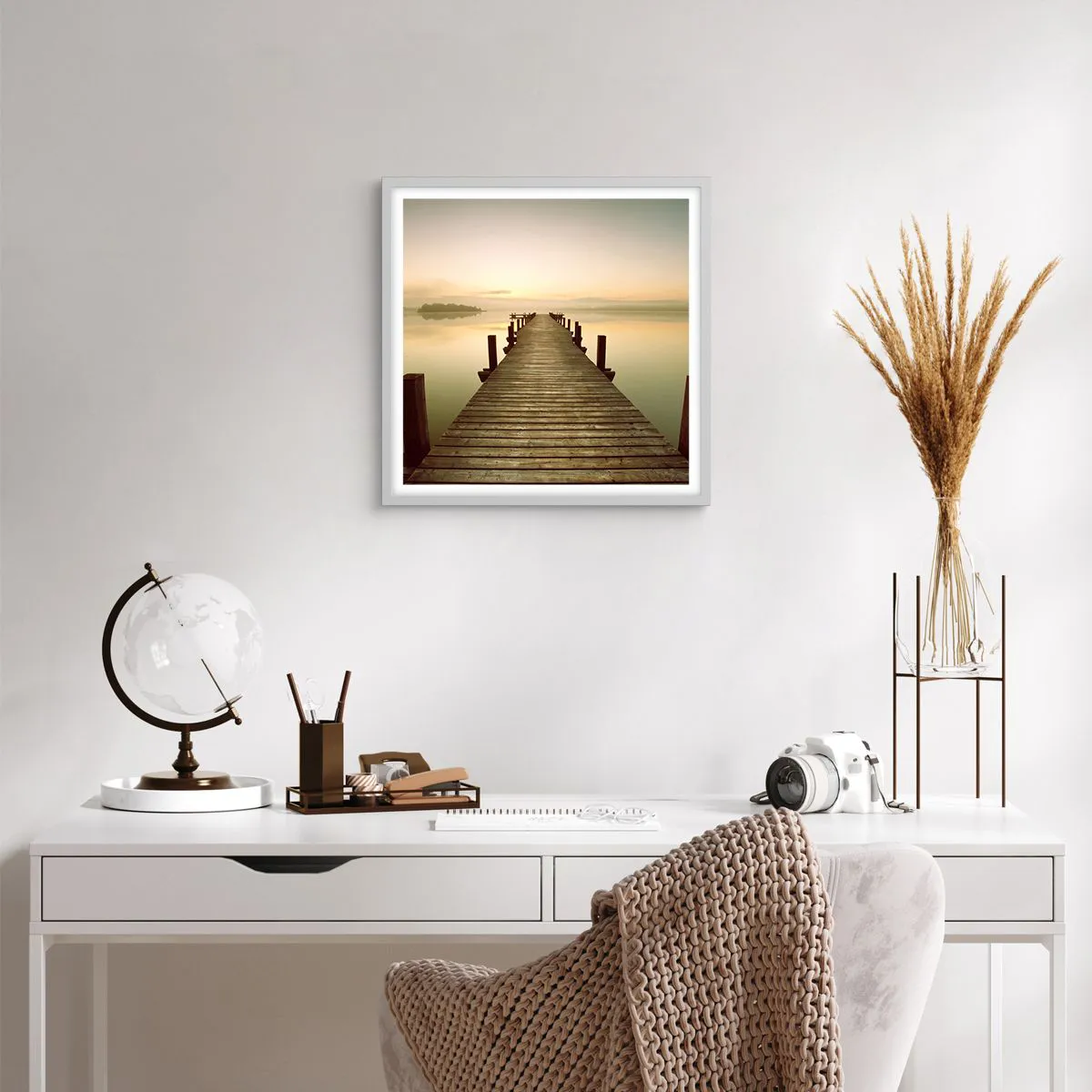 Poszter fekete keretben - Hajnal előtt, hajnal, fény - 40x40 cm