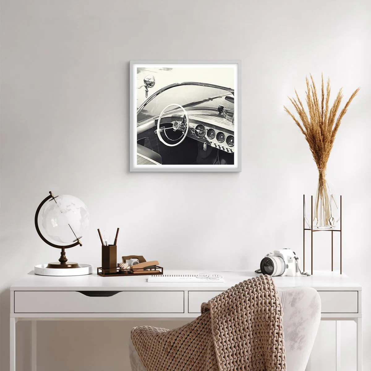 Plakat w białej ramie - Pogoda dla bogaczy - 40x40 cm