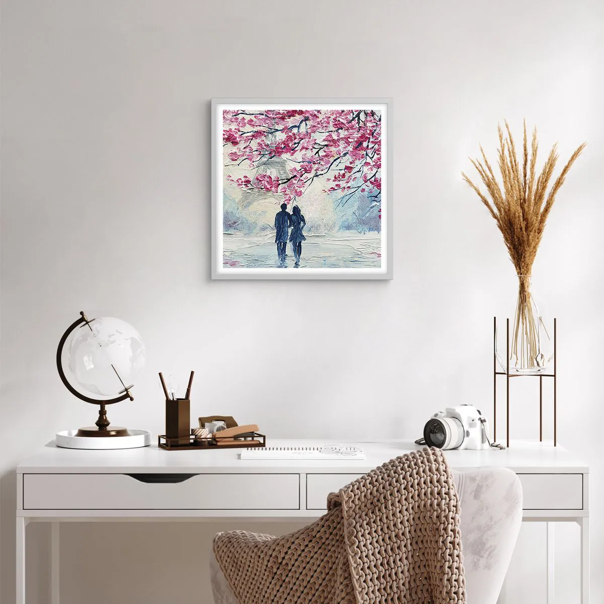 Poster in white frmae - Romantic Walk - 40x40 cm