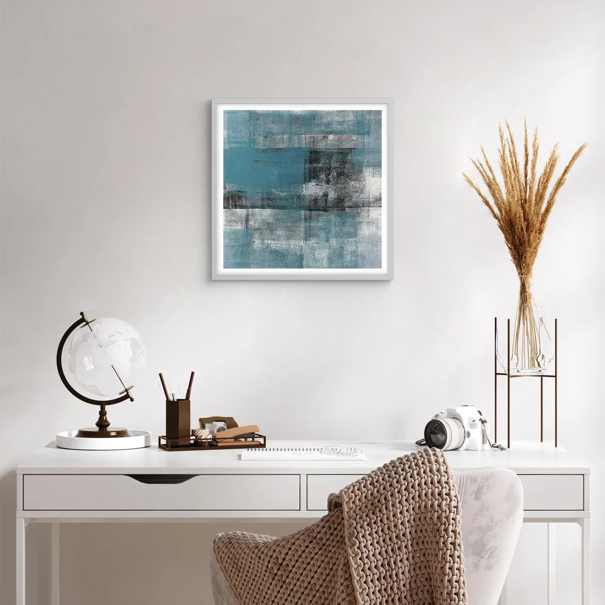 Plakat w białej ramie - Woda i powietrze - 40x40 cm