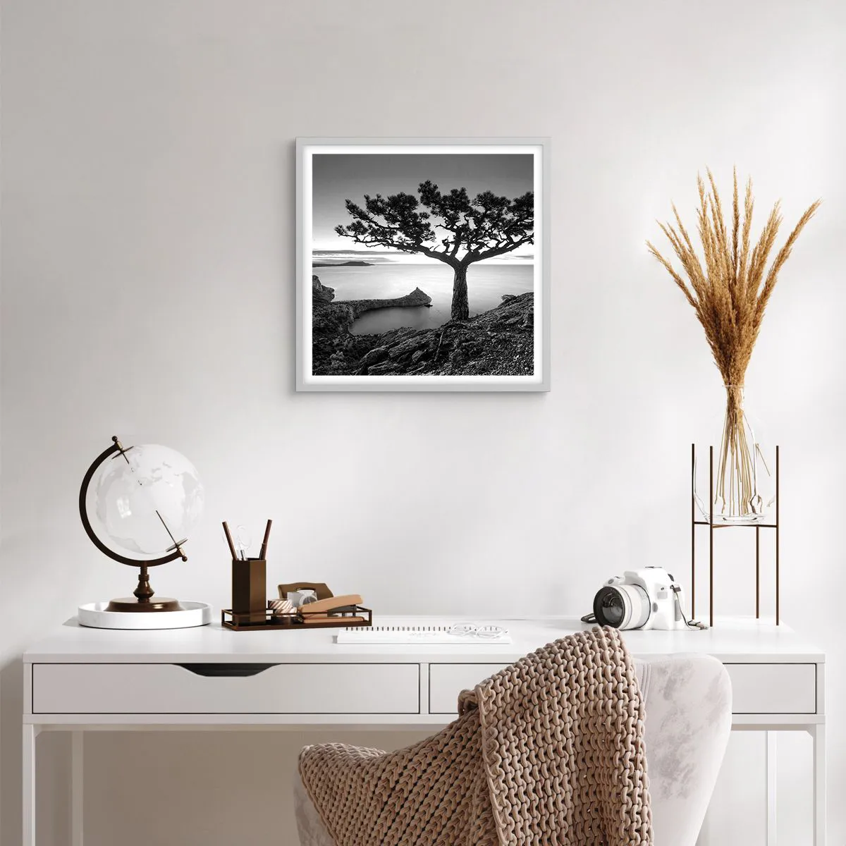 Poszter fekete keretben - Béke a horizontig - 40x40 cm