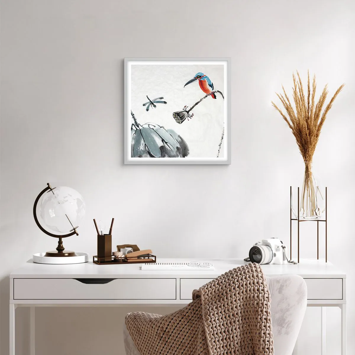 Plagát v bielom ráme - Život lúky - 40x40 cm