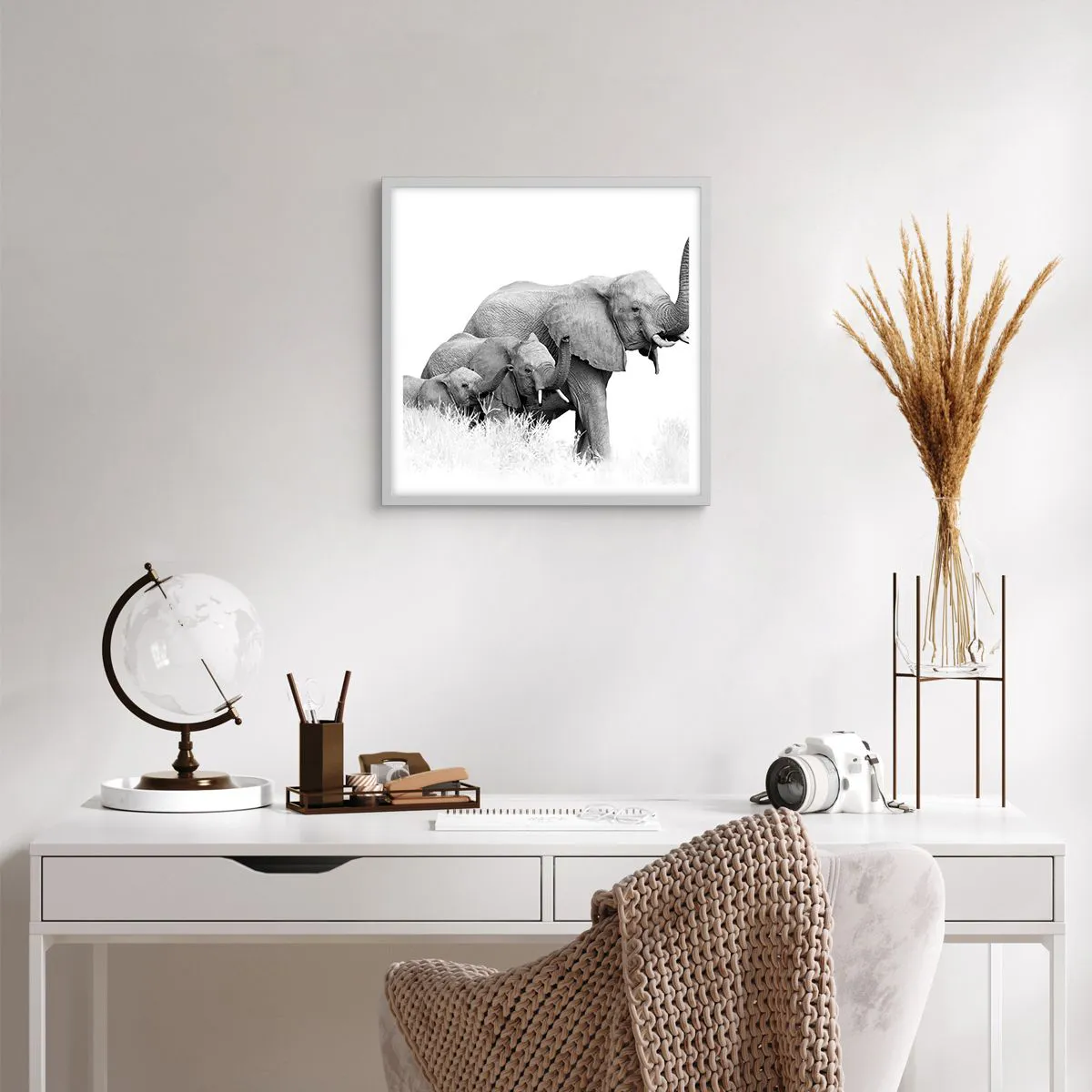 Affiche dans un cadre blanc - Poster - Un, deux, trois - 40x40 cm