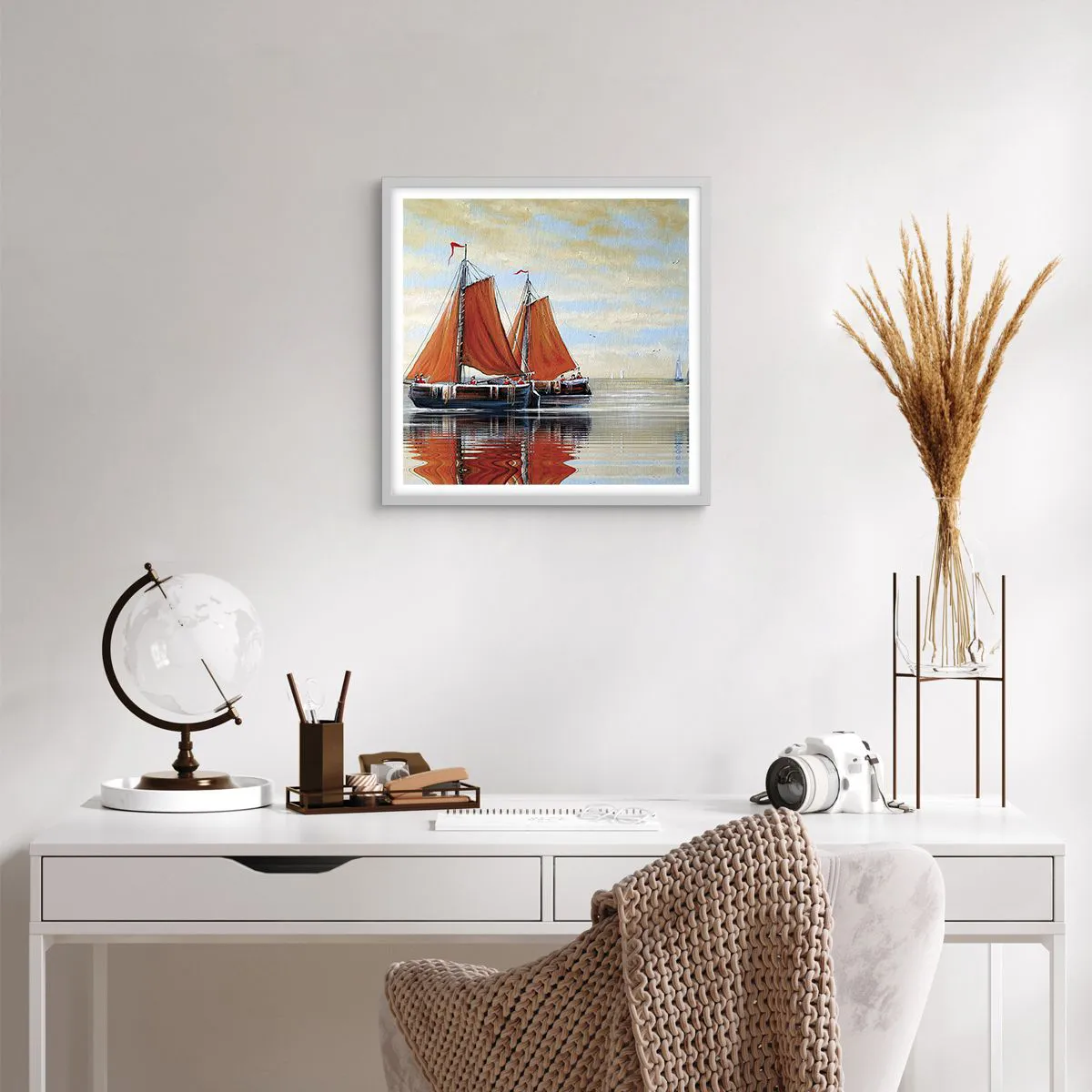 Poster in einem weißen Rahmen - Hey, Segel, Matrose ... - 40x40 cm