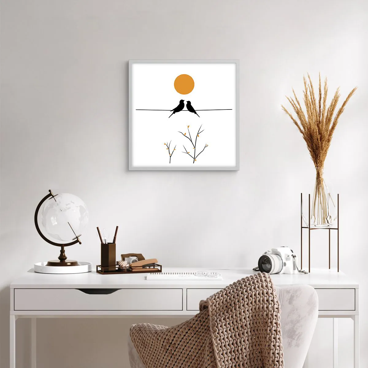 Affiche dans un cadre blanc - Poster - Soirée pour rossignols - 40x40 cm