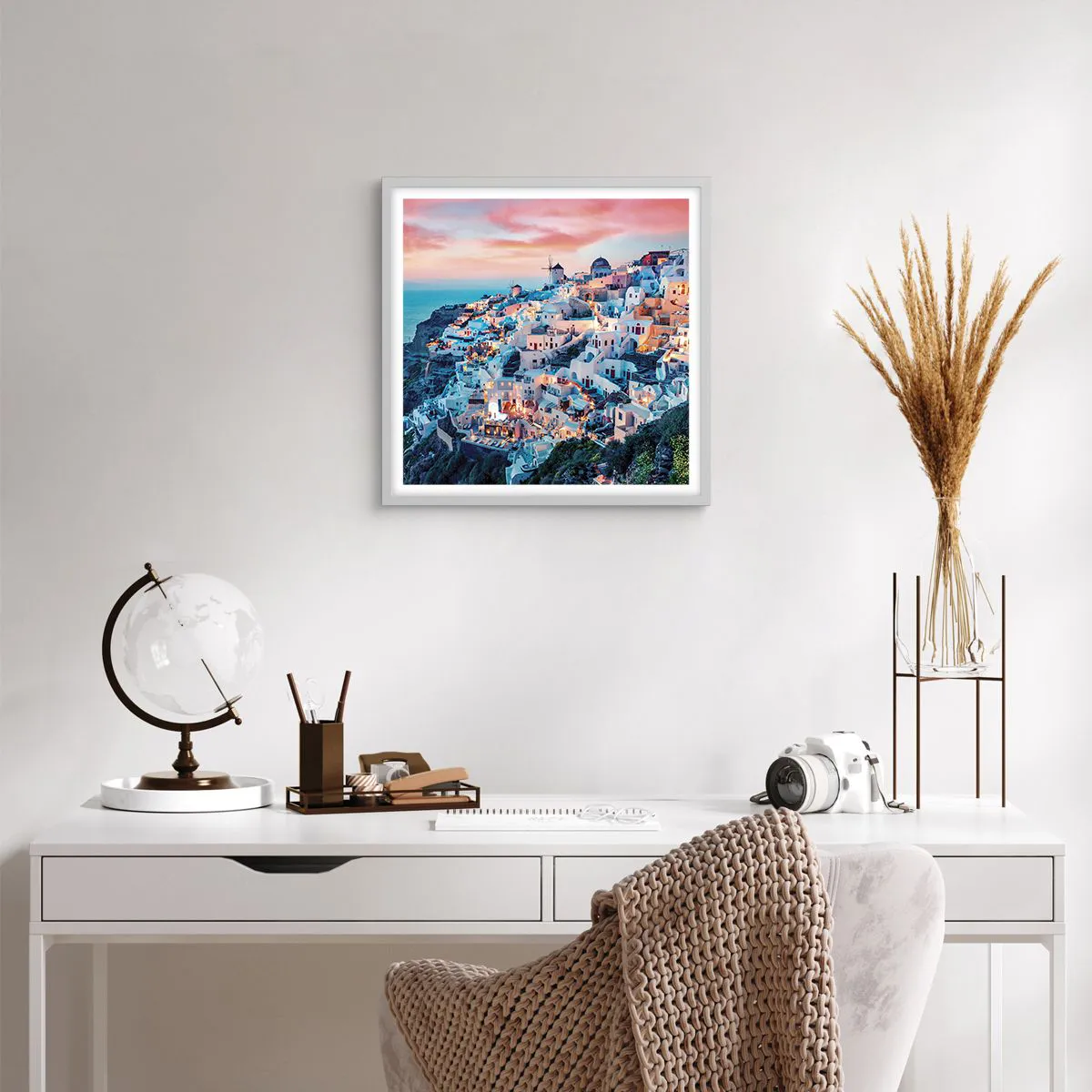 Poster în ramă albă - Vacanța ta grecească - 40x40 cm