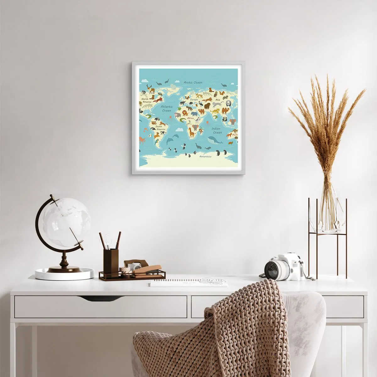 Plakat i hvid ramme - Gode naboer - 40x40 cm