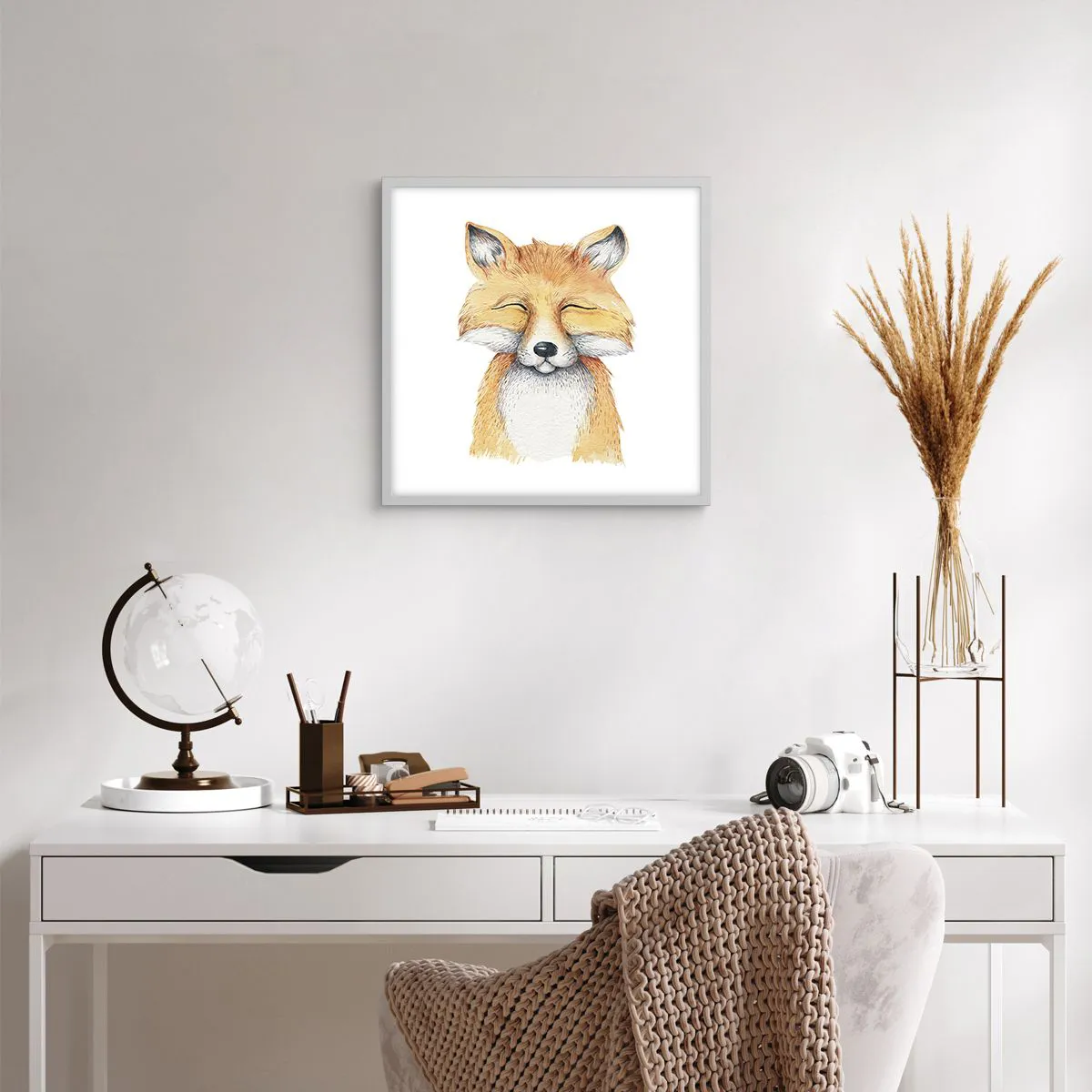 Poster în ramă albă - Mofturi de vulpe - 40x40 cm