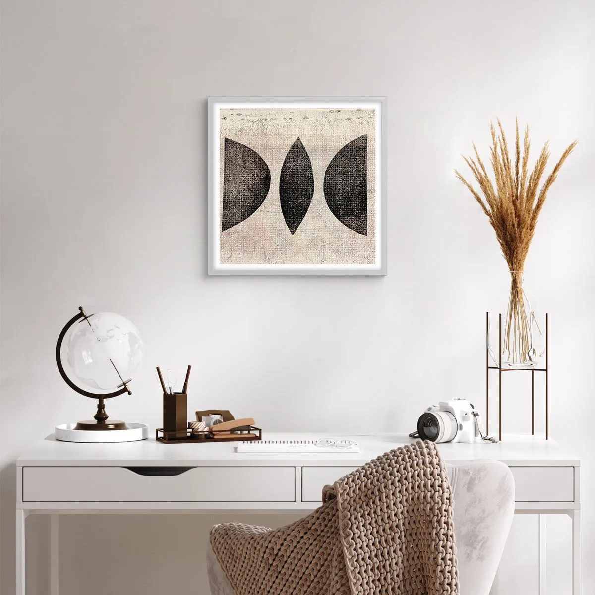 Affiche dans un cadre blanc - Poster - Abstraction ethnique - 40x40 cm