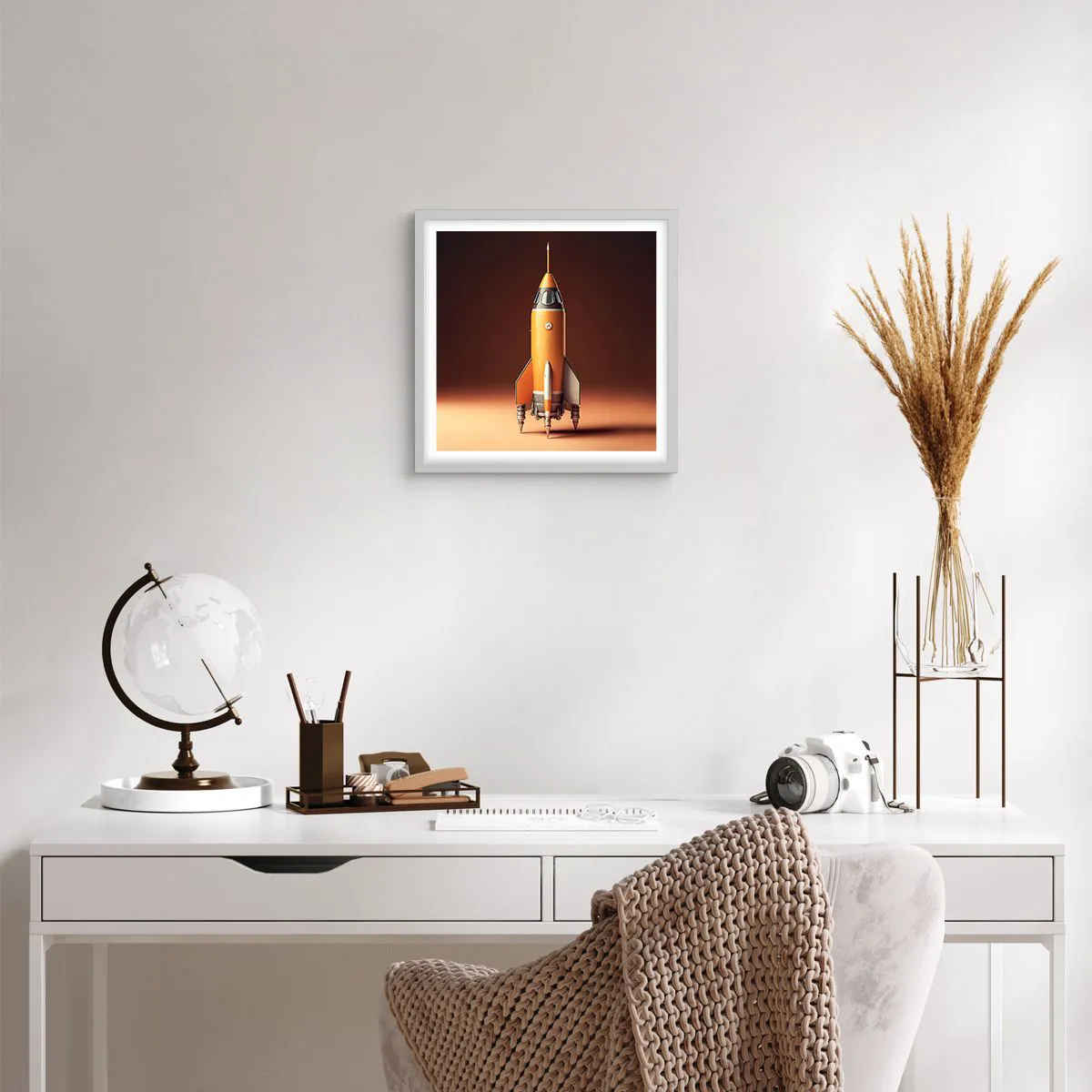 Affiche dans un cadre blanc - Poster - Ça commence par un rêve - 40x40 cm