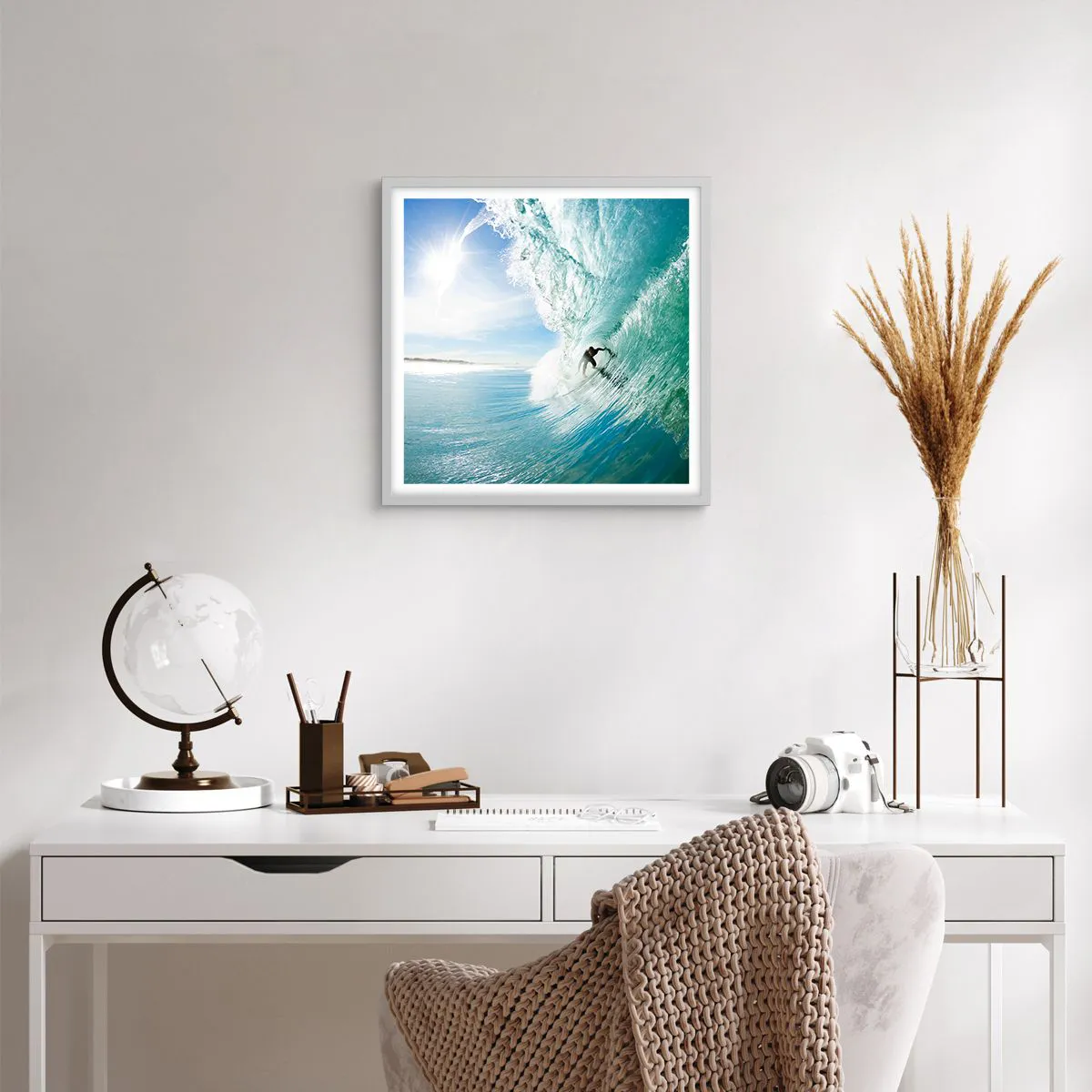 Plakat w białej ramie - Zawsze na fali - 50x50 cm