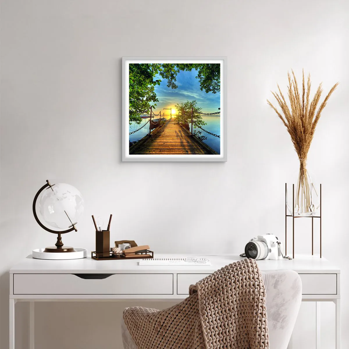 Affiche dans un cadre blanc - Poster - L'ouest au-dessus de l'eau - 50x50 cm