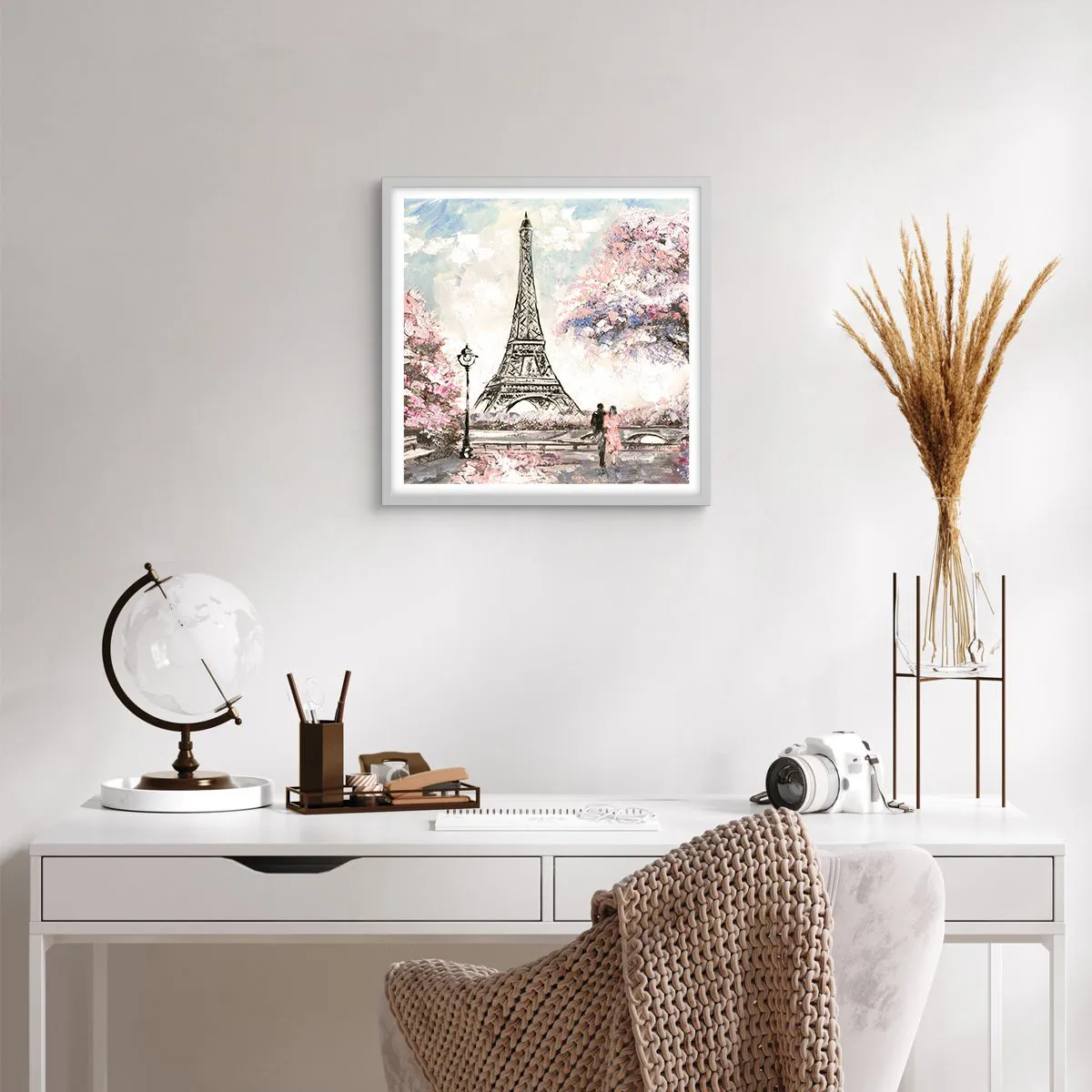 Affiche dans un cadre blanc - Poster - Balade d'avril à Paris - 50x50 cm