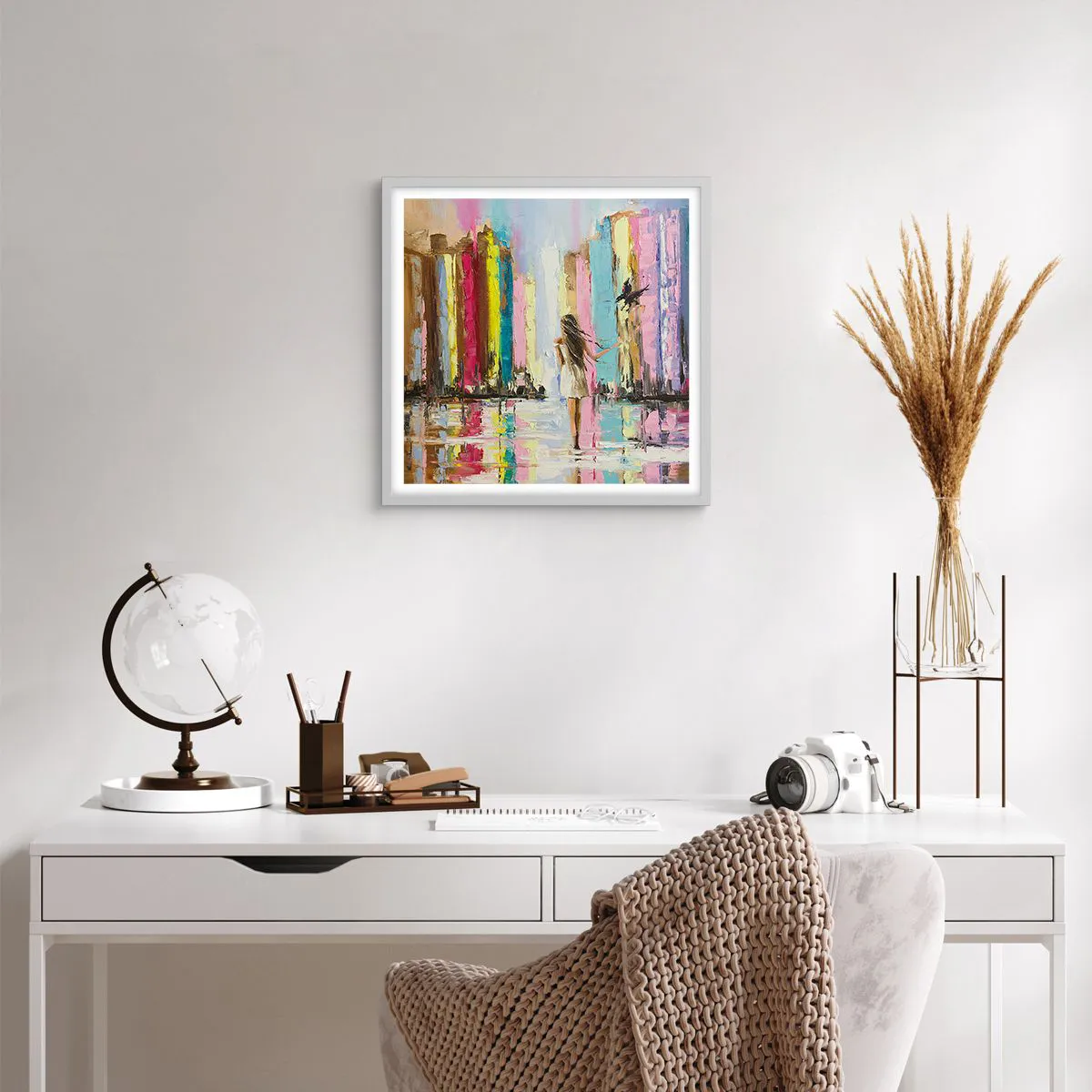 Plakat w białej ramie - Idż za mną - 50x50 cm