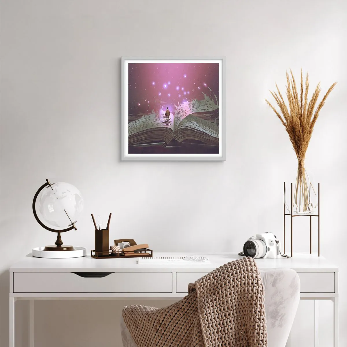 Poster in white frmae - Invitation to Another World -Read It! - 50x50 cm