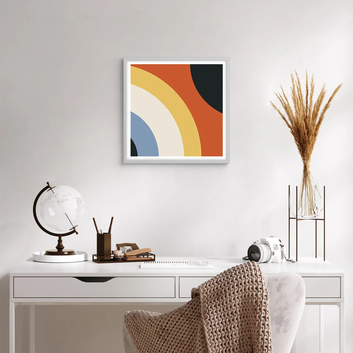 Póster en marco blanco - Círculo sobre círculo - 50x50 cm