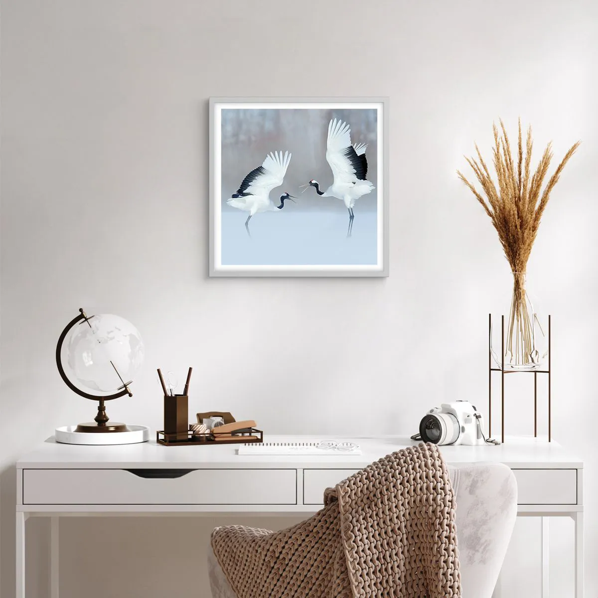 Affiche dans un cadre blanc - Poster - Danse dans le brouillard - 50x50 cm