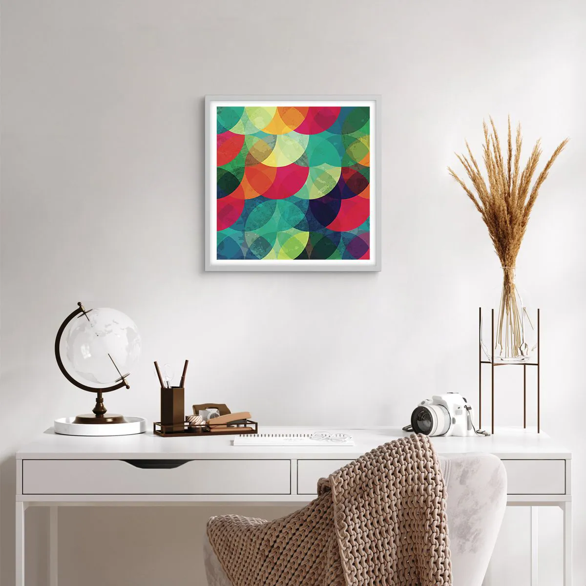 Poster în ramă albă - Să intrăm în curcubeu - 50x50 cm