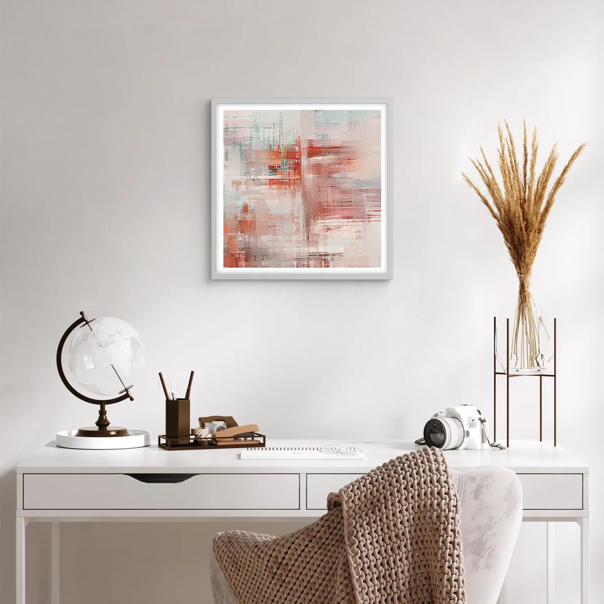 Poster in white frmae - Foggy but Pink - 50x50 cm