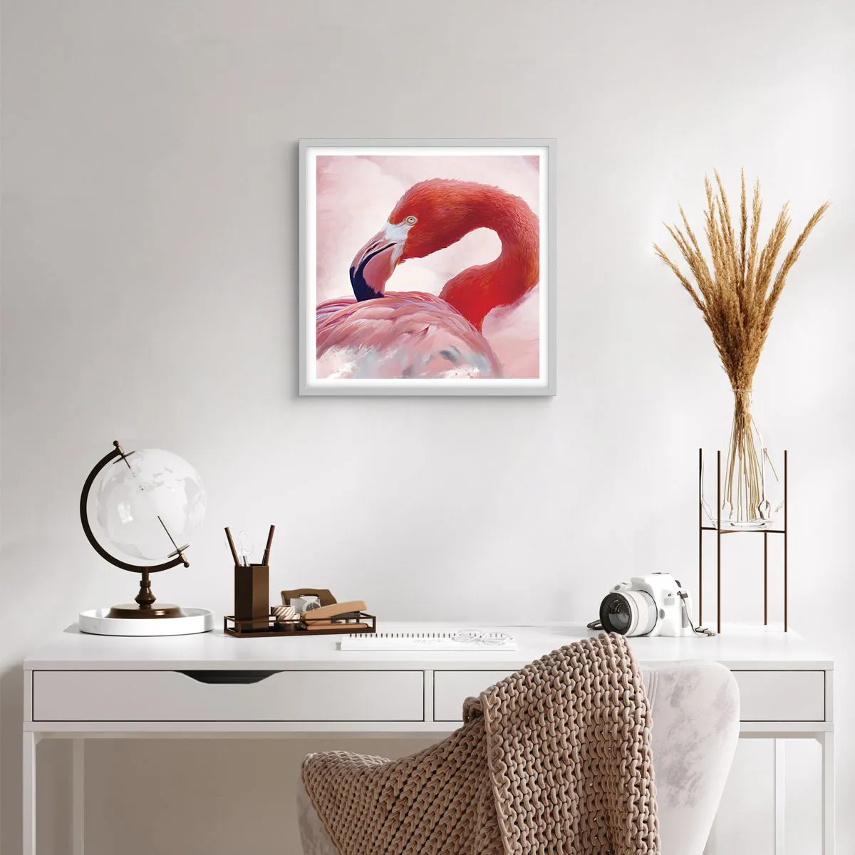 Plakat w białej ramie - Ptasia uroda - 50x50 cm