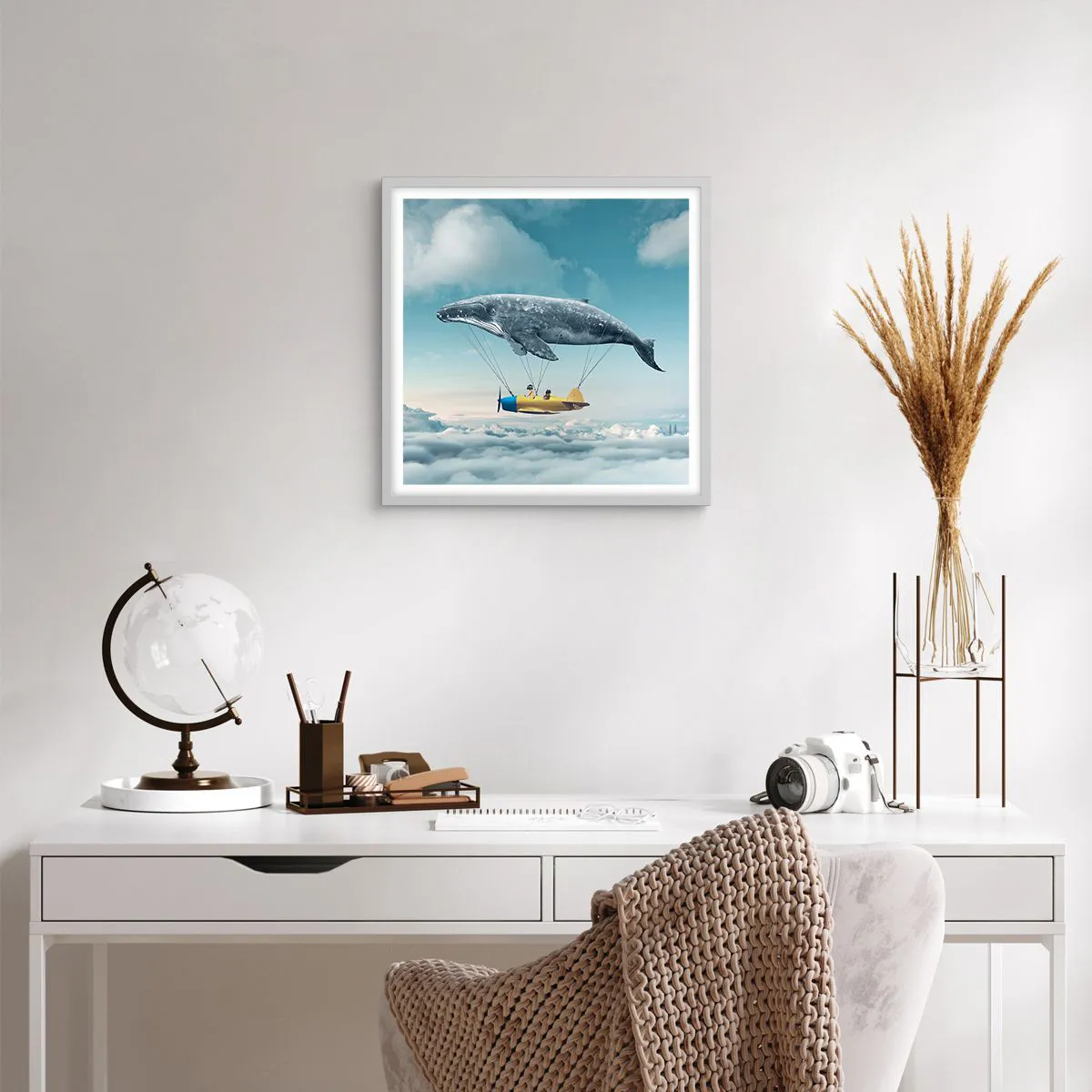 Plakát v bílém rámu - Proč ne? - 50x50 cm