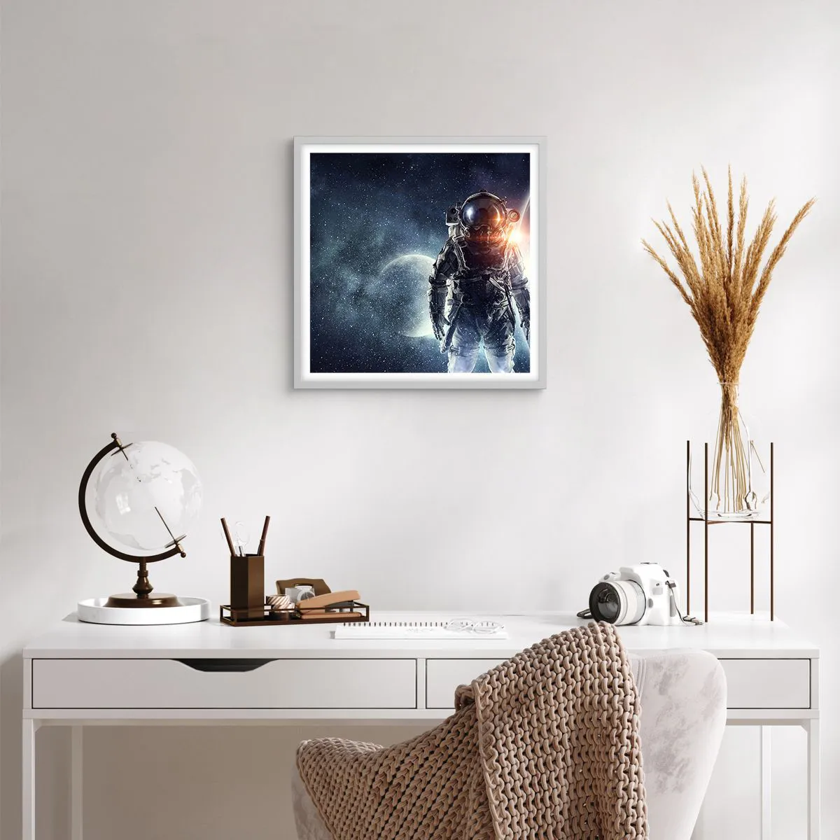 Pôster em moldura branca - Aventura espacial - 50x50 cm