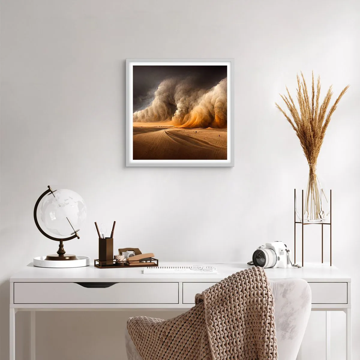 Affisch i vit ram - Öknens vrede - 50x50 cm