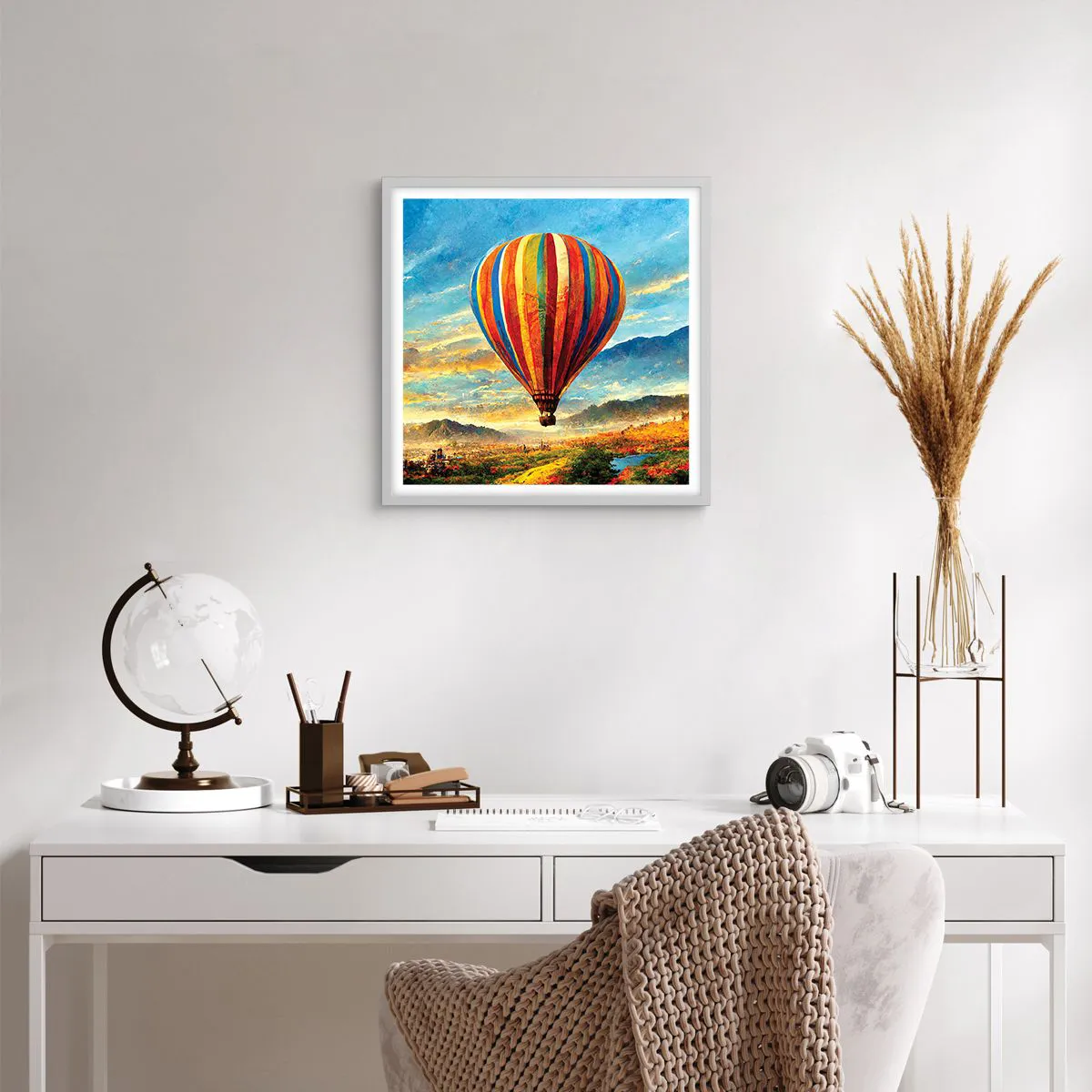 Affiche dans un cadre blanc - Poster - Dans le silence on voit mieux - 50x50 cm