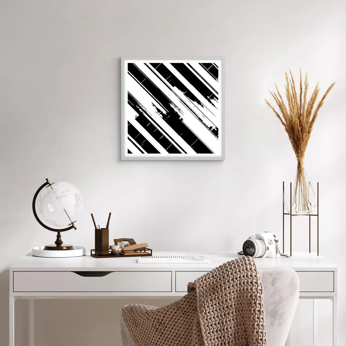 Plakat i hvid ramme - Intens og dynamisk komposition - 50x50 cm