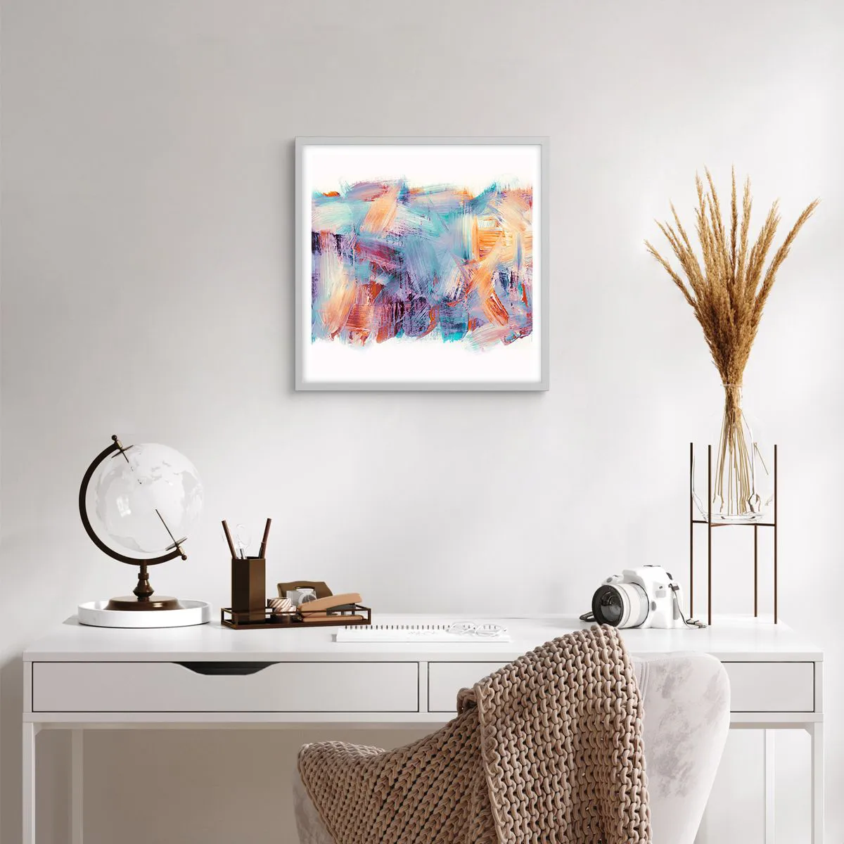 Affiche dans un cadre blanc - Poster - Un désordre coloré - 50x50 cm