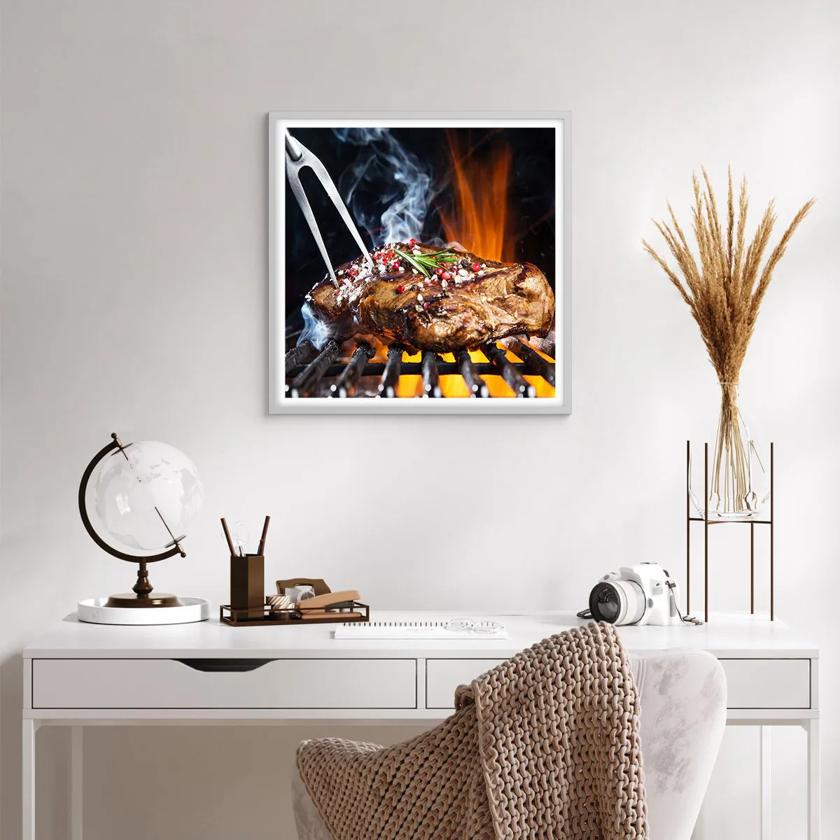 Poster în ramă albă - Suculente și parfumate - 60x60 cm