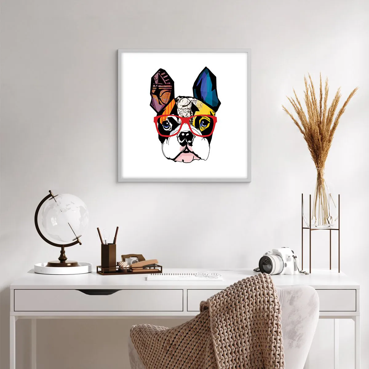 Póster en marco blanco - El intelectual - 60x60 cm