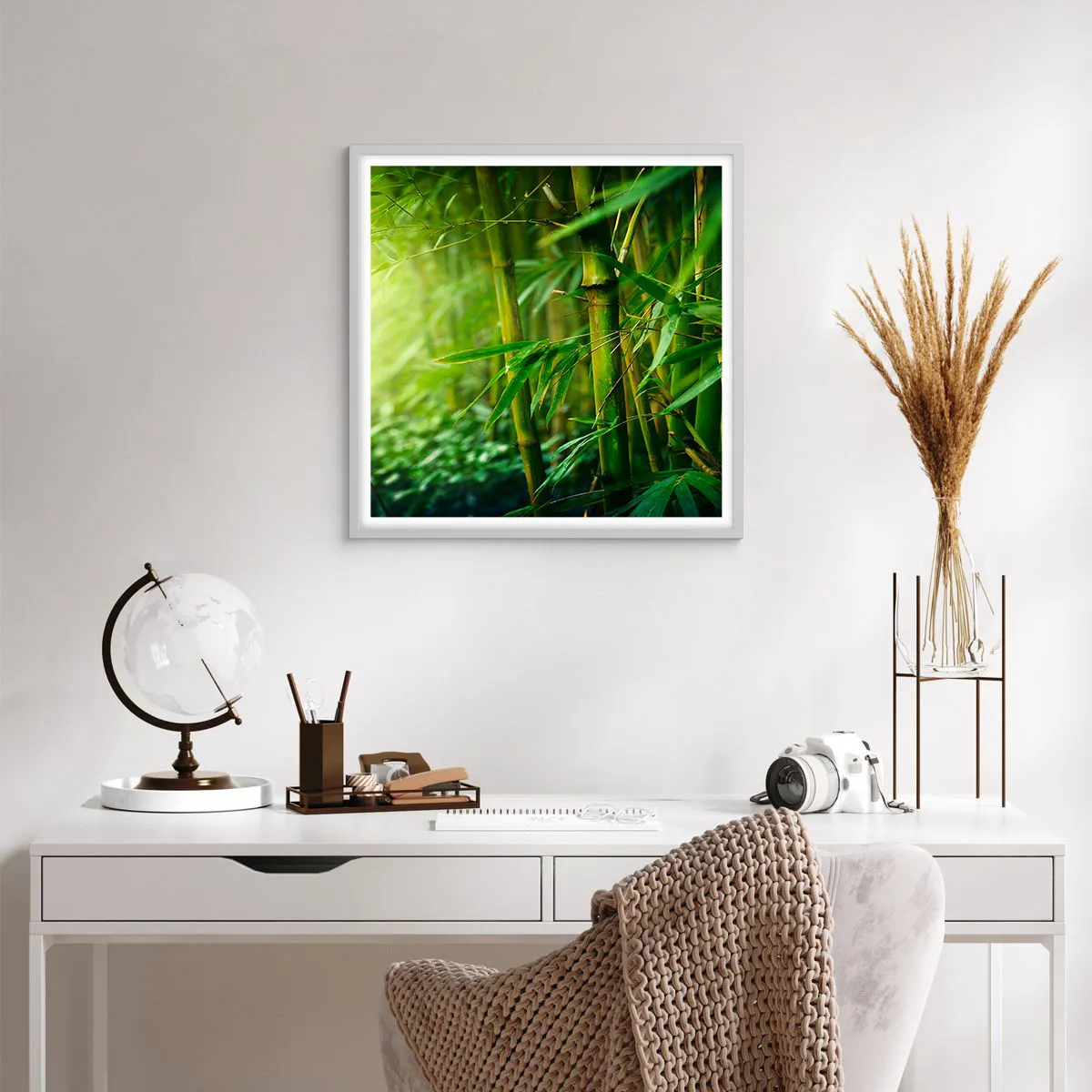 Affiche dans un cadre blanc - Poster - Apprenez à connaître le vert lui-même - 60x60 cm