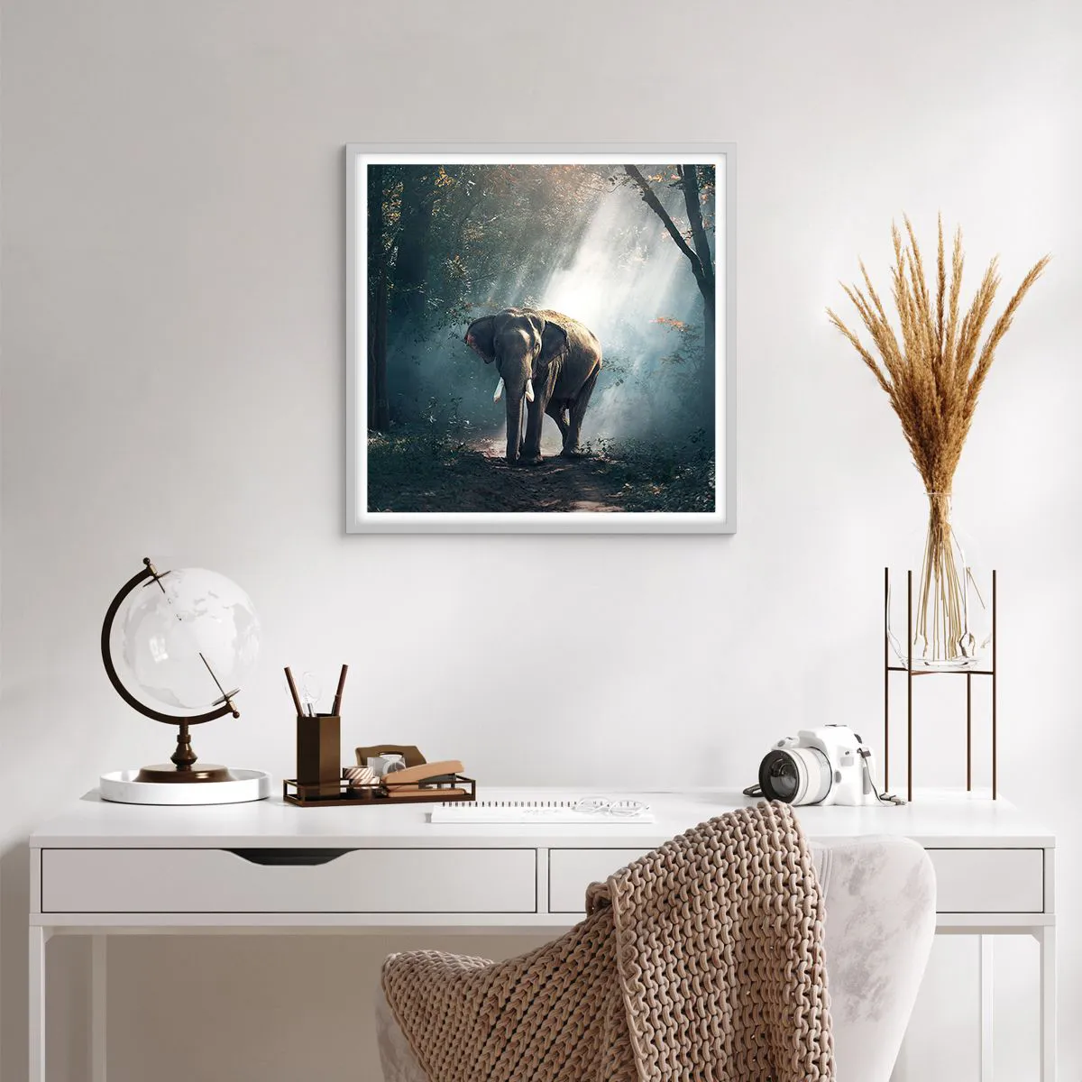 Plakát v bílém rámu - Klidná procházka - 60x60 cm